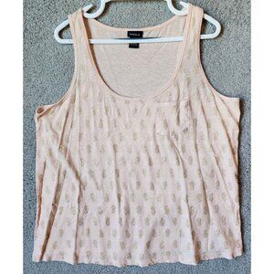 Torrid Women's Sleeveless Scoop Neck Tank Top Pink/Gold Pineapple Print Size 1X